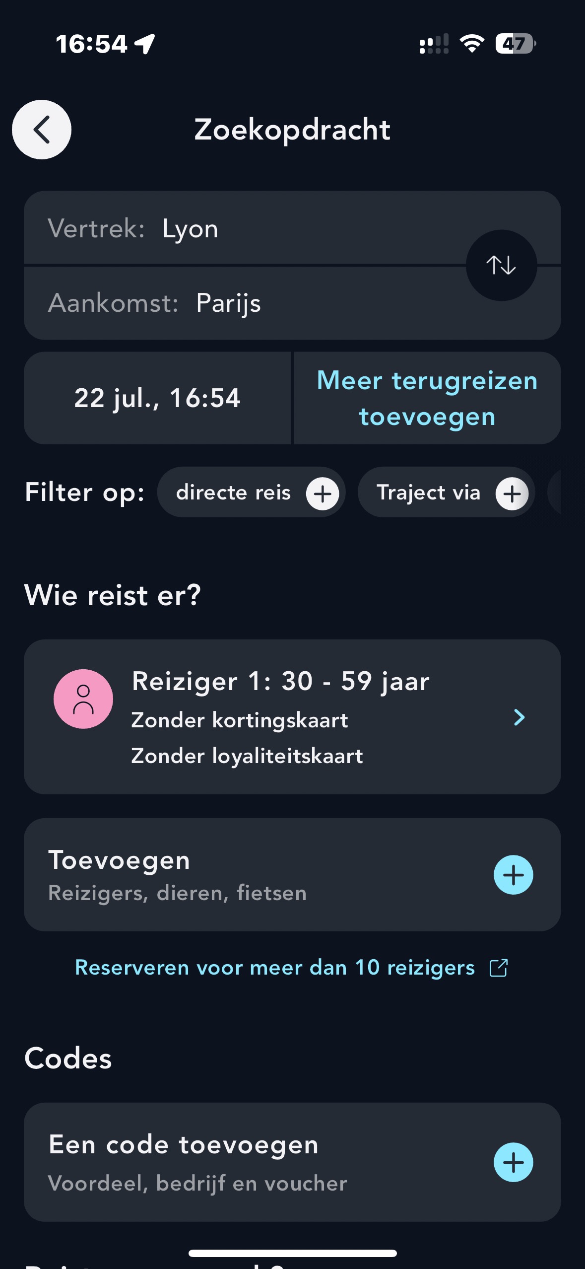 Zoekpagina scherm 